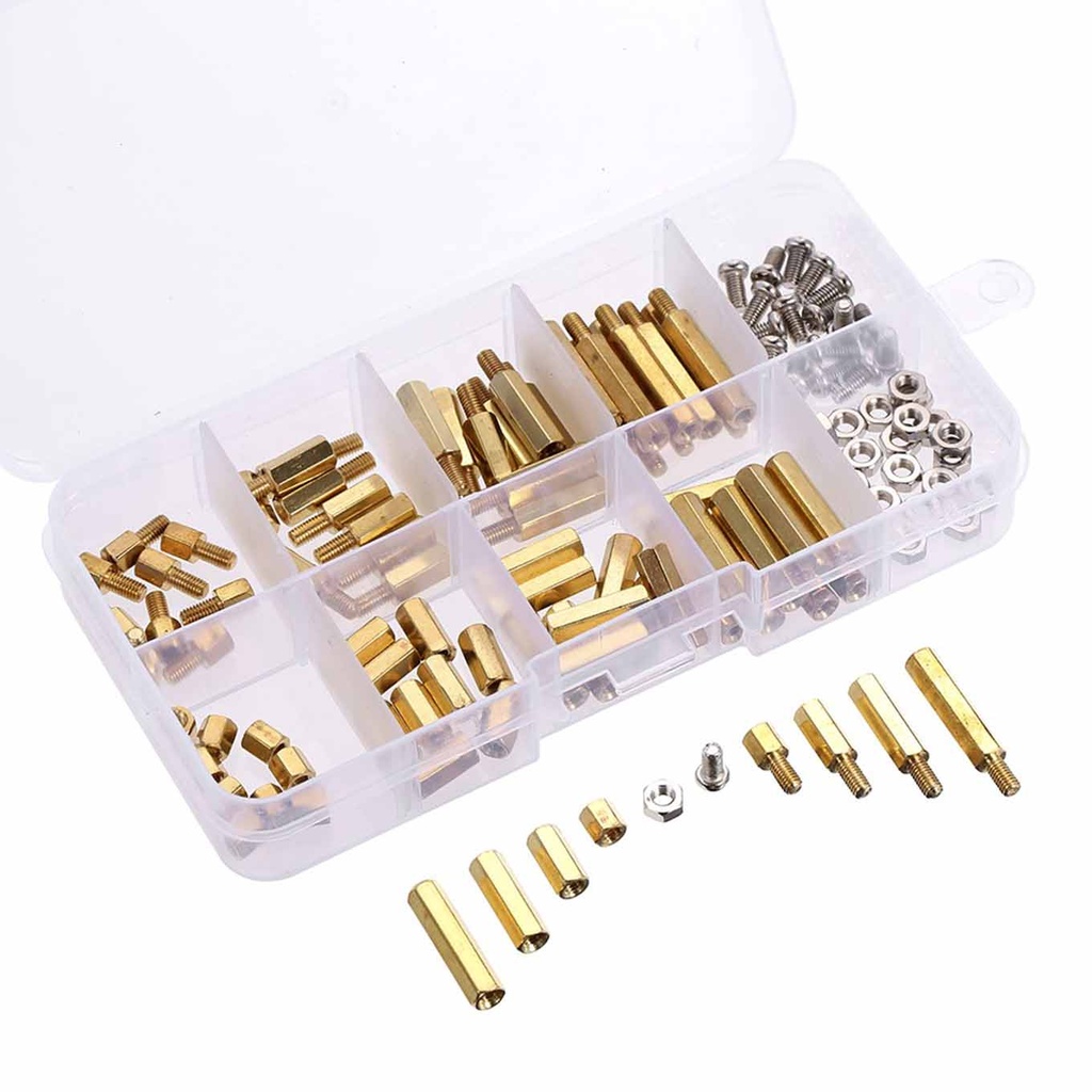Spacer Screw Nut M3 E51-120pcs/set M3 Male Female Brass Standoff Kit Assortment