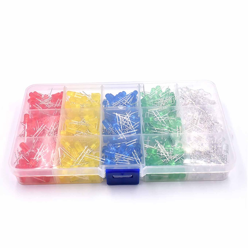 LED 5mm (Red/Yellow/Blue/Green/ White Every Color Each 100Pcs）