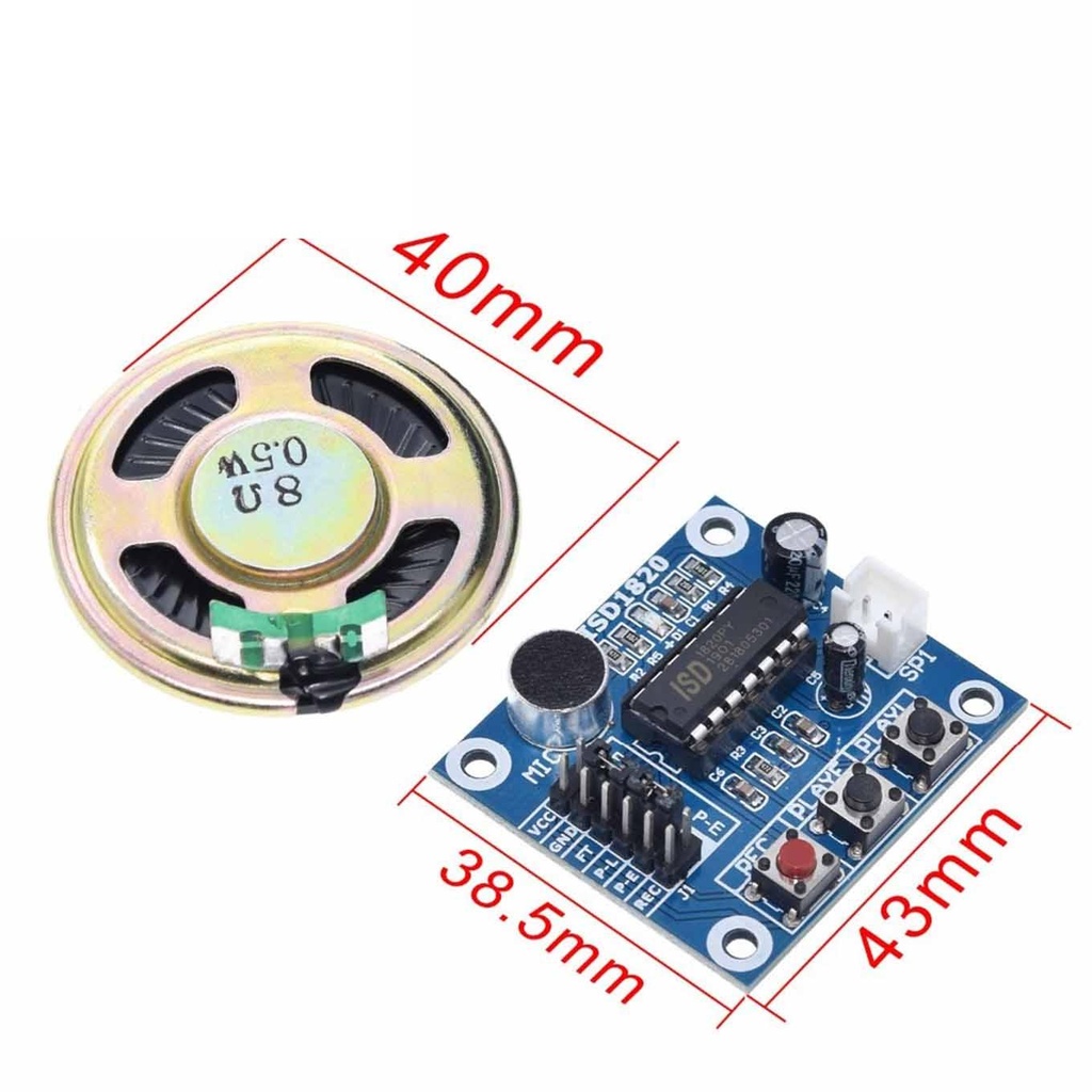 Audio Voice Recording ISD1820 Module With Microphone + Loudspeaker