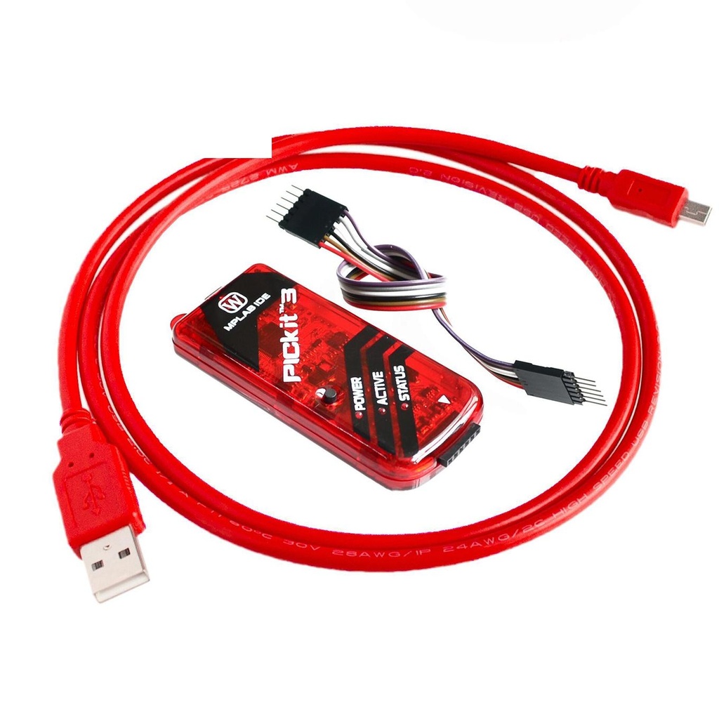 Programmer Pickit 3 Simulator Red Color With USB Cable Dupond Wire