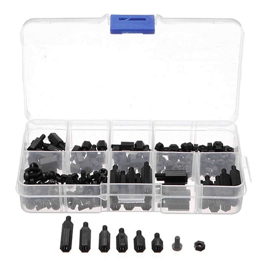 Spacer Screw Nut M3 180 Nylon Hexagon Columns Black