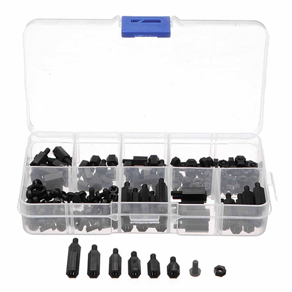 Spacer Screw Nut M3 180 Nylon Hexagon Columns Black