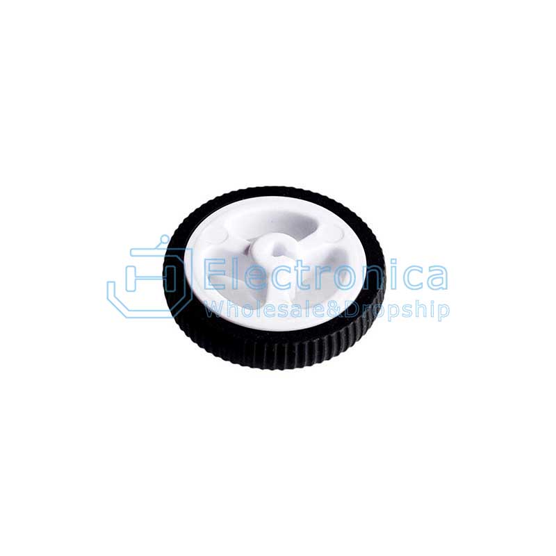 Robot - Plastic White Tire ZJ327 With Rubber Wheel For Arduino Projects