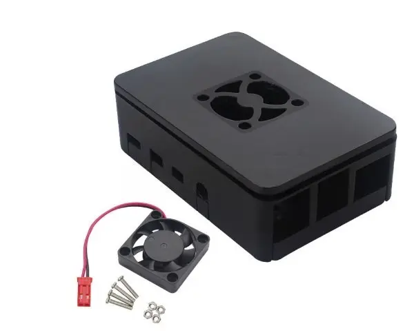 [99189928] Raspberry Pi 4 ABS Case + Fan - Black