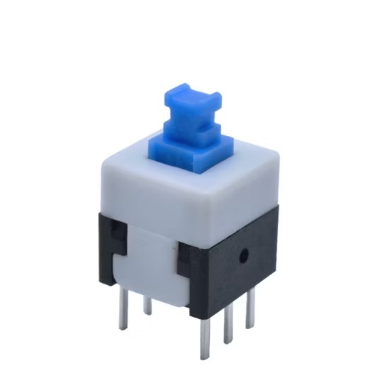 Push Button Tactile Switch Latch 7x7mm 6-Pin Blue Head
