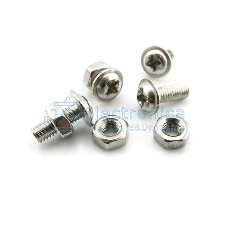 Screw Bolt And Screw With Gasket 304 Stainless M3x6mm (Set 20 PCs)
