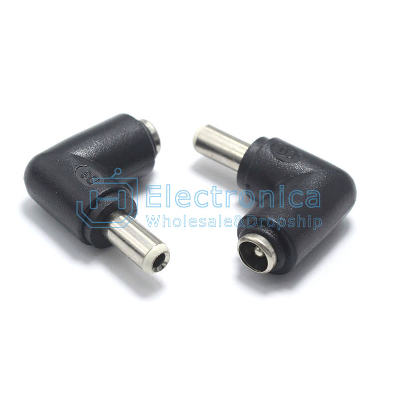 Connector Right Angled Male to Female 5.5*2.5mm to 5.5*2.1mm  DC Power Adapter Conversion head