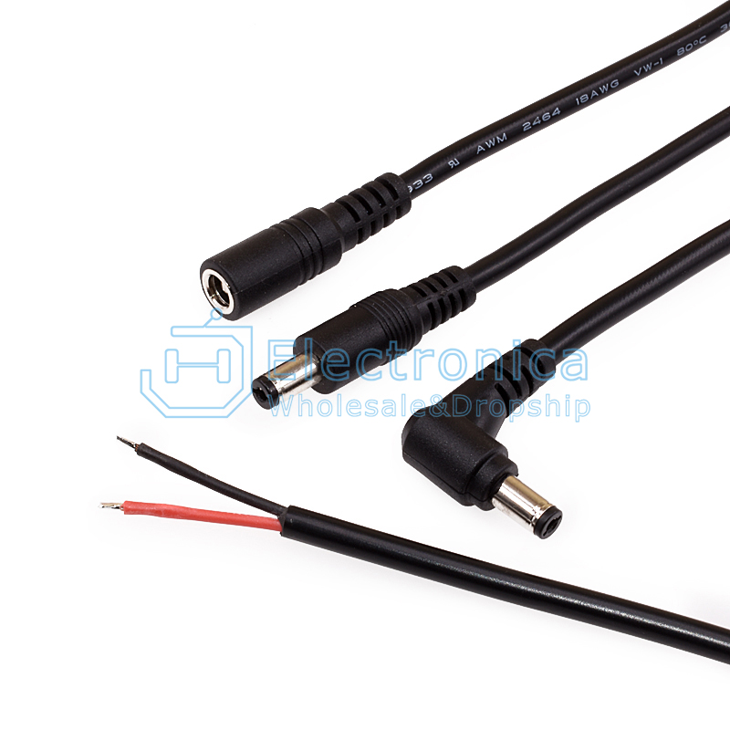 Cable DC Male Connector Right Angle  Plug 5.5*2.5mm