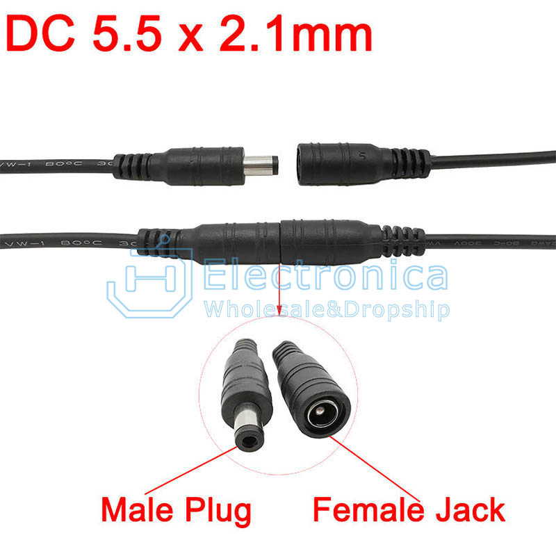 Connectors DC Male Plug with Cable 5.5 x 2.1mm 0.2M