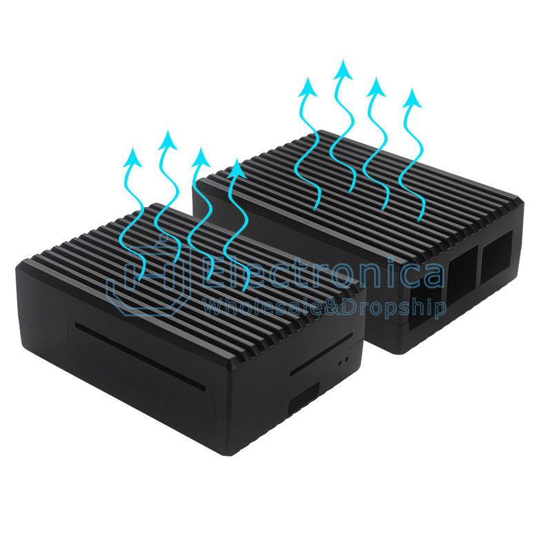 Raspberry Pi 4 Aluminum Alloy Heat sink Case with Cooling Fan Mount - Black