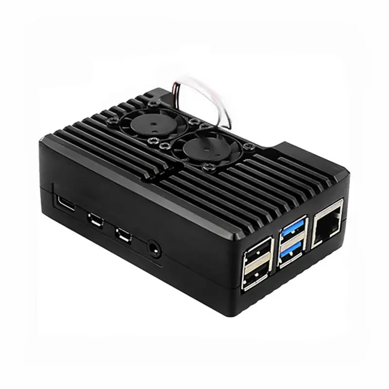 Raspberry Pi 4 Aluminum Alloy Heat sink Case with Cooling Fan Mount - Black
