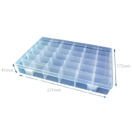 Storage Box, 36 Grid Clear Components Organizer Containers with Adjustable Divider