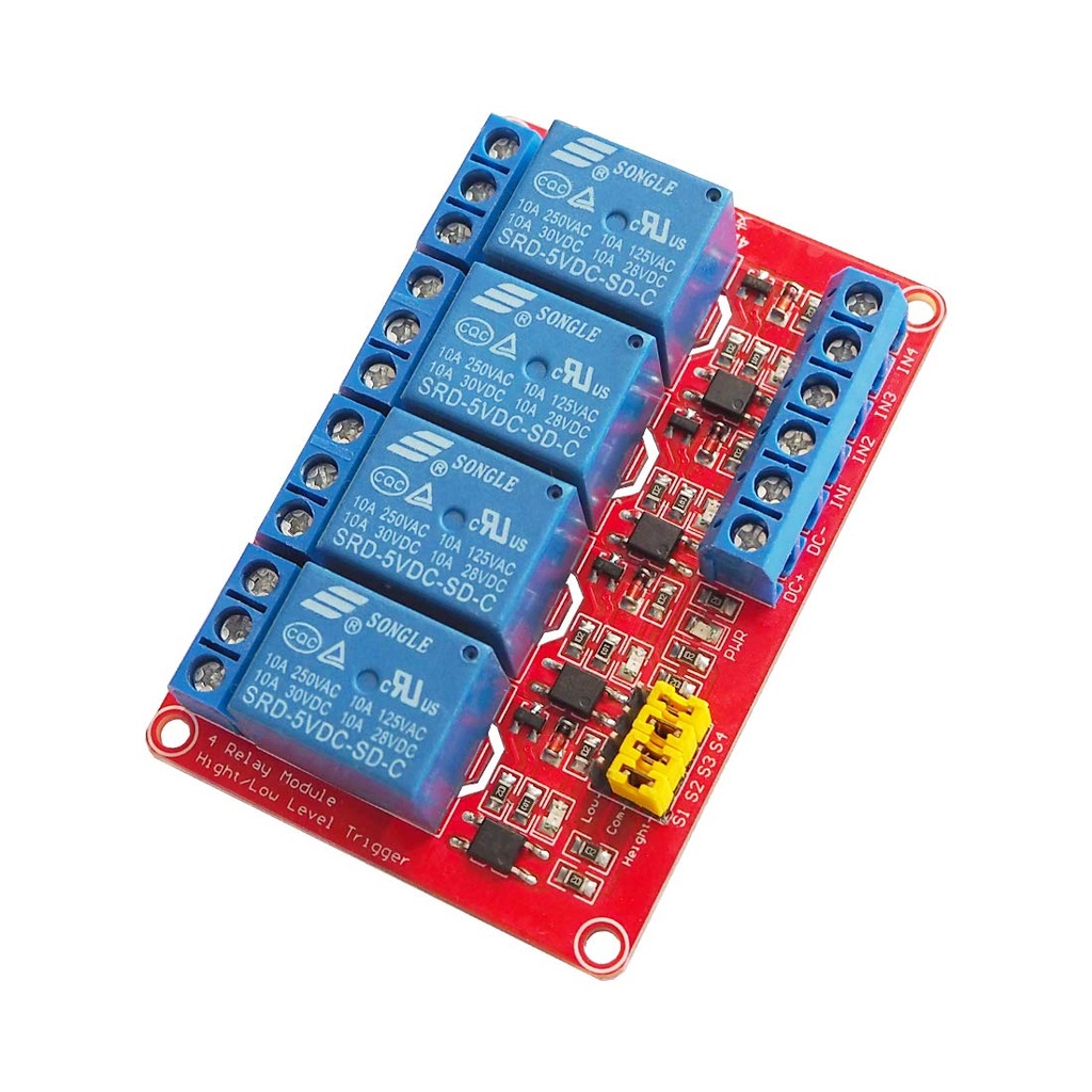 Relay Module Board 4 Channel 5V 10A with Optocoupler Active Low Triggered