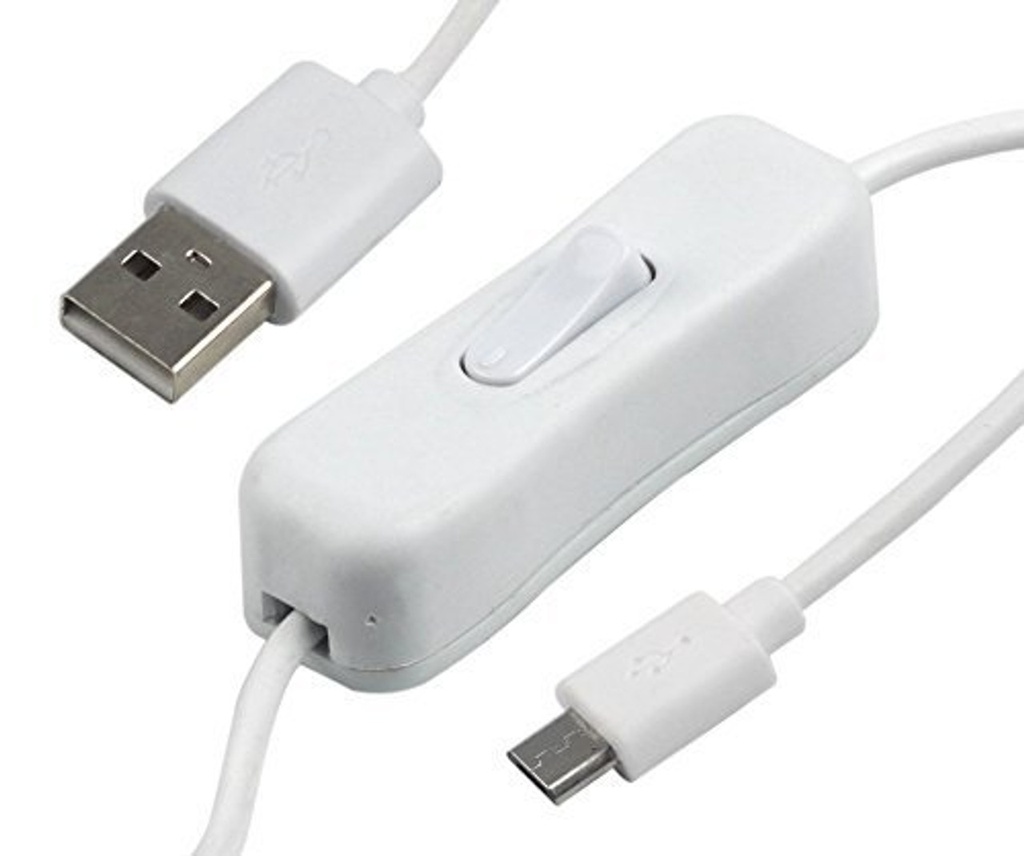 Cable USB to Micro USB with On/Off Switch 1m White