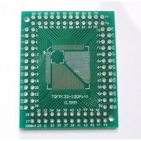 Adapter TQFP SMD Board Breakout 0.8mm/0.5mm (32-100) (Per Piece)
