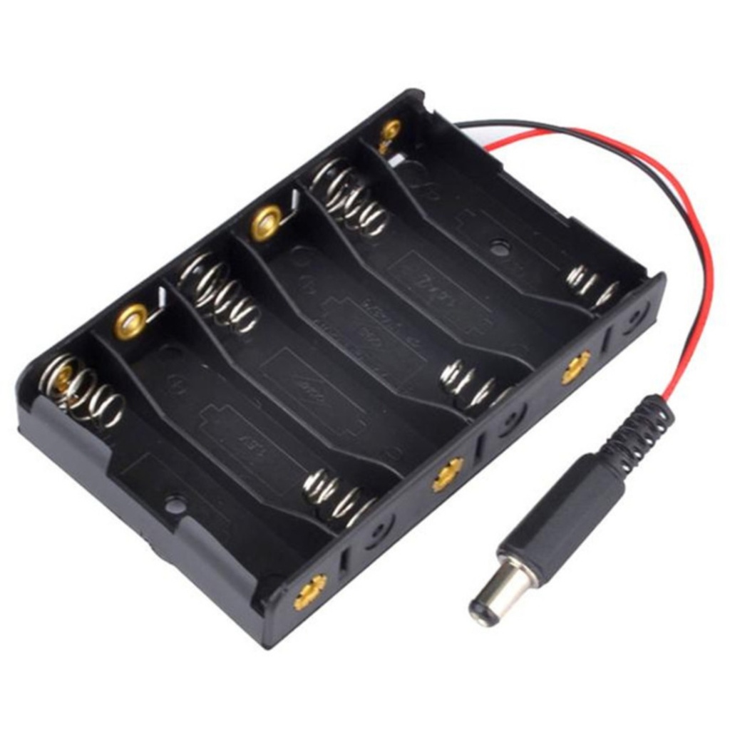 Battery Holder 6 x AA 9V Output Case With DC 2.1x5.5mm Male Jack