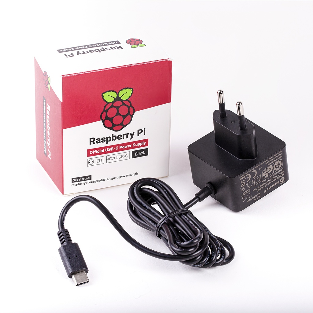 Raspberry Pi 4 Official Power Supply EU PSU - 5.1V 3A Type C Black