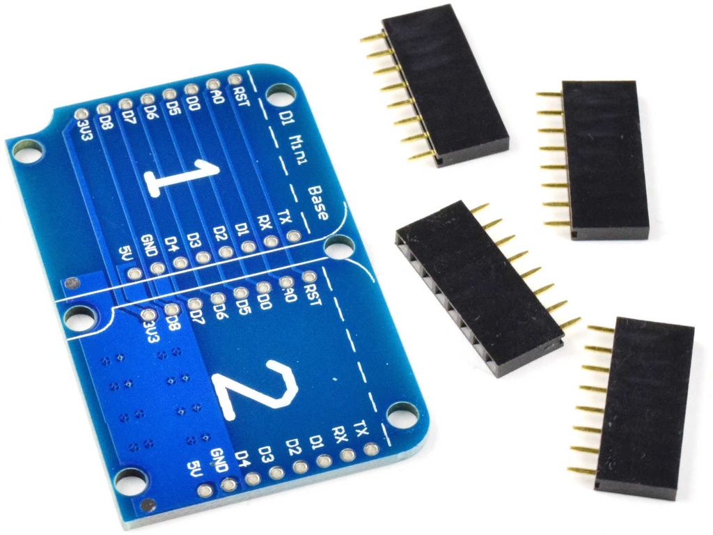 WeMos Dual Base Shield / WiFi D1 mini PRO, With Pin Headers.