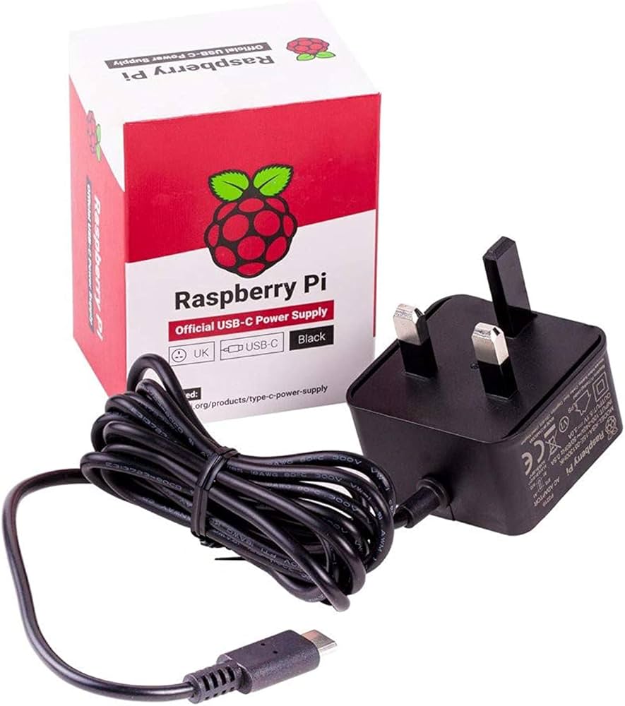 Raspberry Pi 4 Official Power Supply UK PSU - 5.1V 3A Type C Black