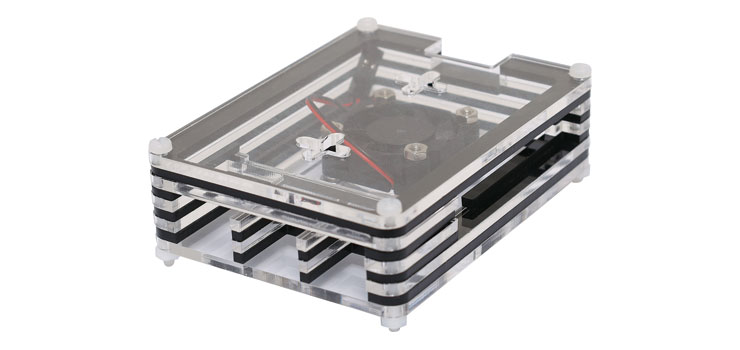 Raspberry Pi 4 Acrylic Case with Cooling Fan - Fully Black