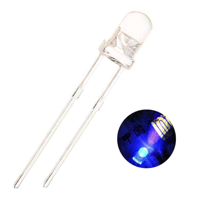 LED Kit crystal shell D-5mm, DIP (pack 50 pcs) (Ultraviolet) RobotDYN