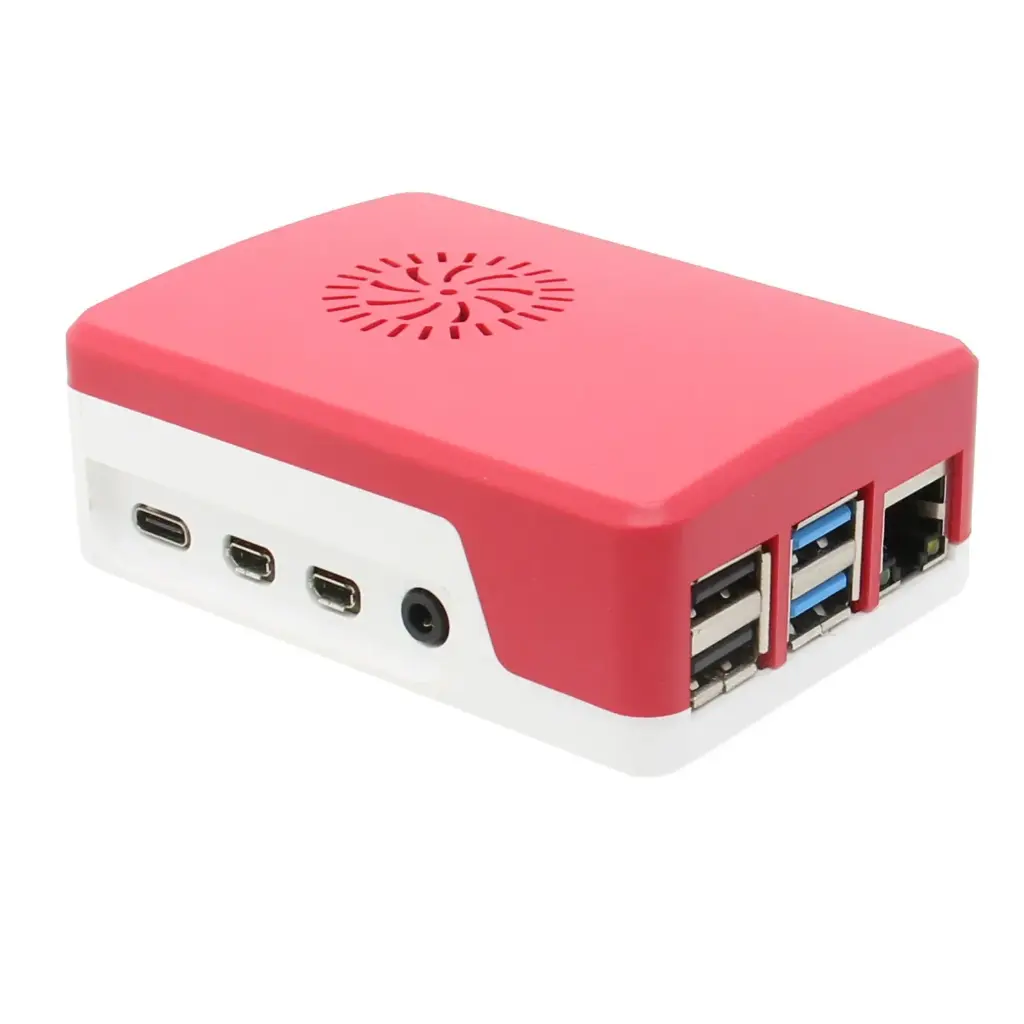Raspberry Pi 4 Case ABS Box Enclosure Shell White & Red (Installable fan Not Included)