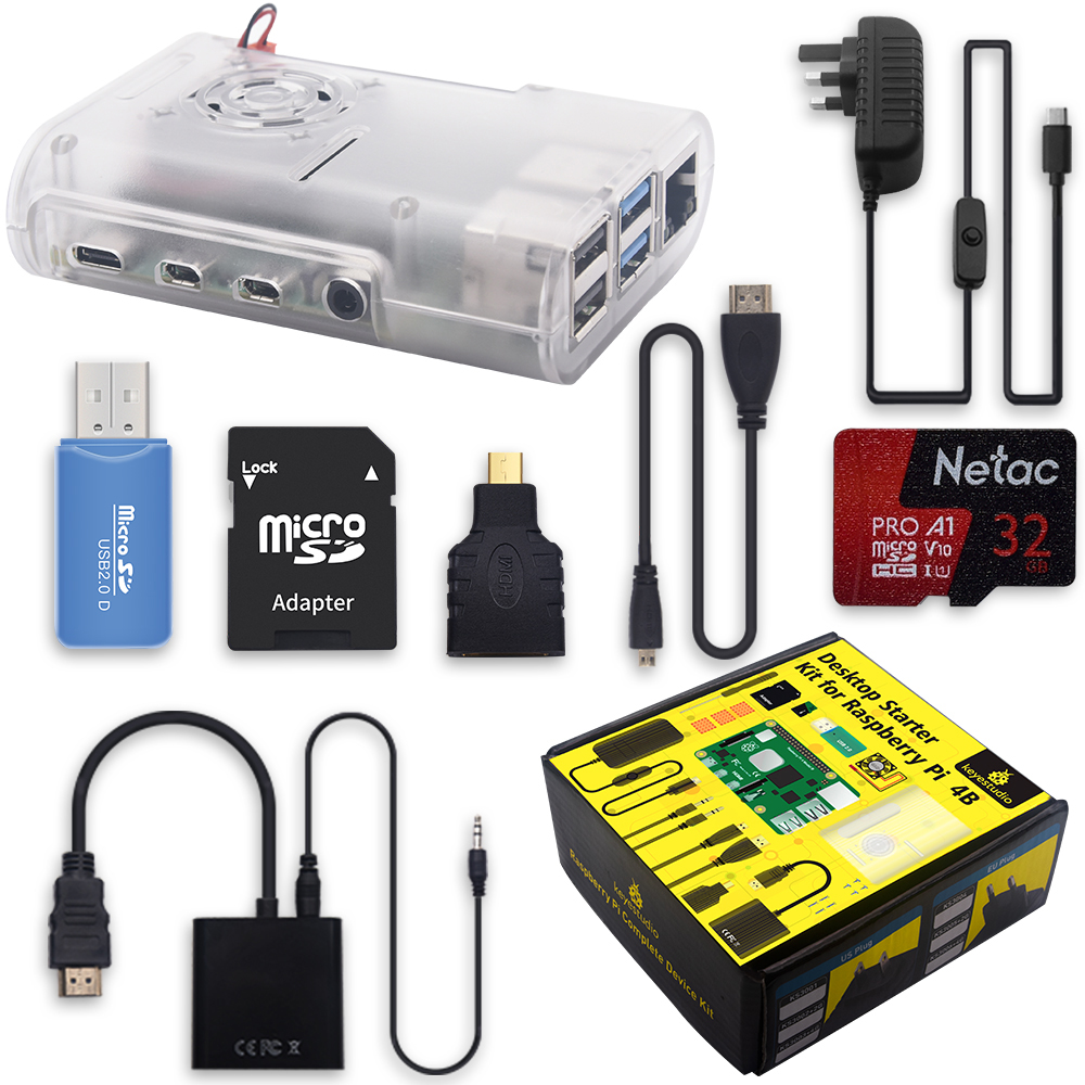 Keyestudio Raspberry Pi 4 Desktop Starter Kit  (Raspberry Pi Board Not included) KS3007