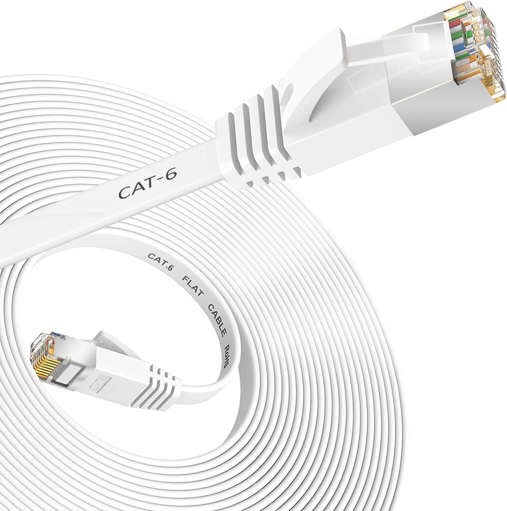 Cable RJ45 CAT6 Flat Ethernet LAN Network Wire 2 Meter White