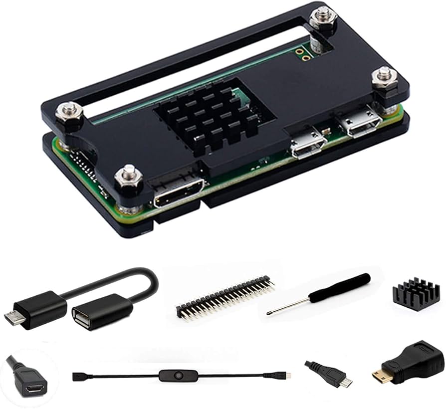 Raspberry Pi Zero Case Enclosure Acrylic Layer Black with Accessories