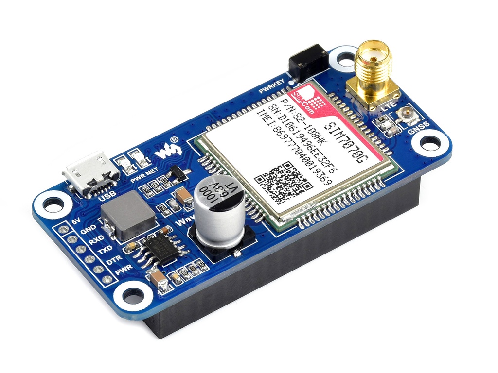Raspberry Pi GlobalConnect SIM7070G NB-IoT/Cat-M/GPRS/GNSS HAT