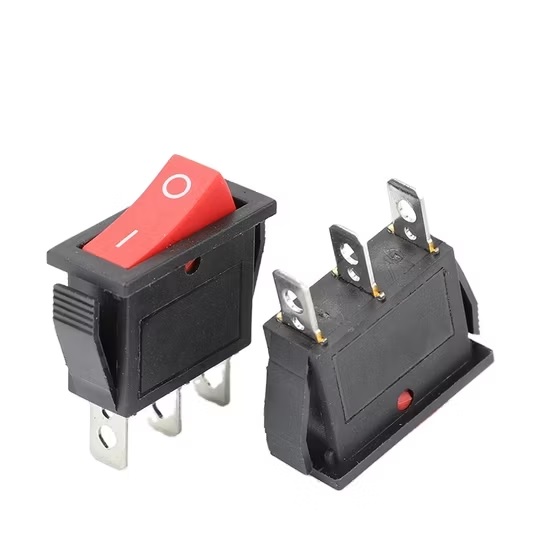Switch Red Push Button Rocker On/Off 3A Small DC 3Pins