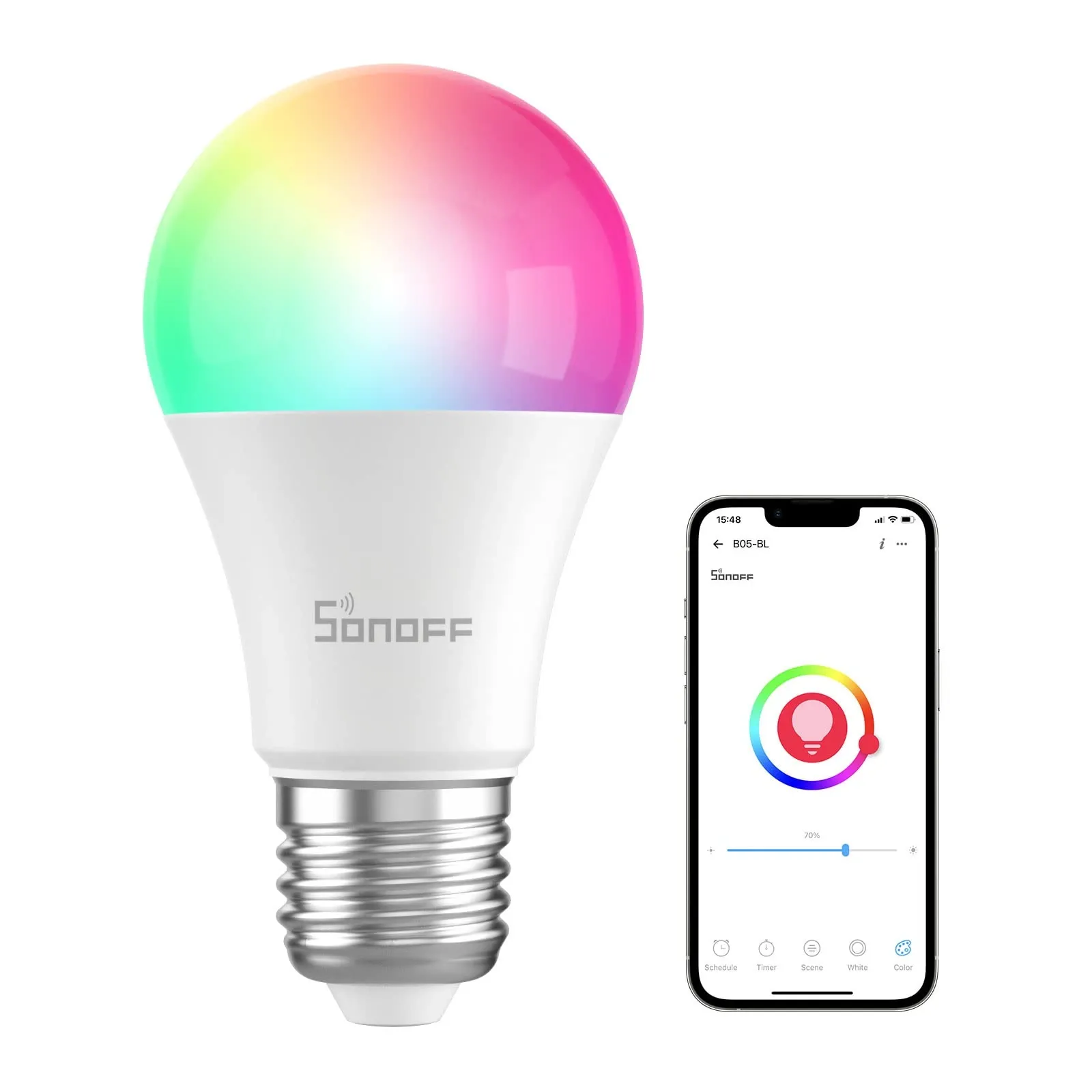 [99190872] Sonoff Wi-Fi Smart RGB LED Bulb 9W, 2700K–6500K, App Control (B05-BL-A19, E26)