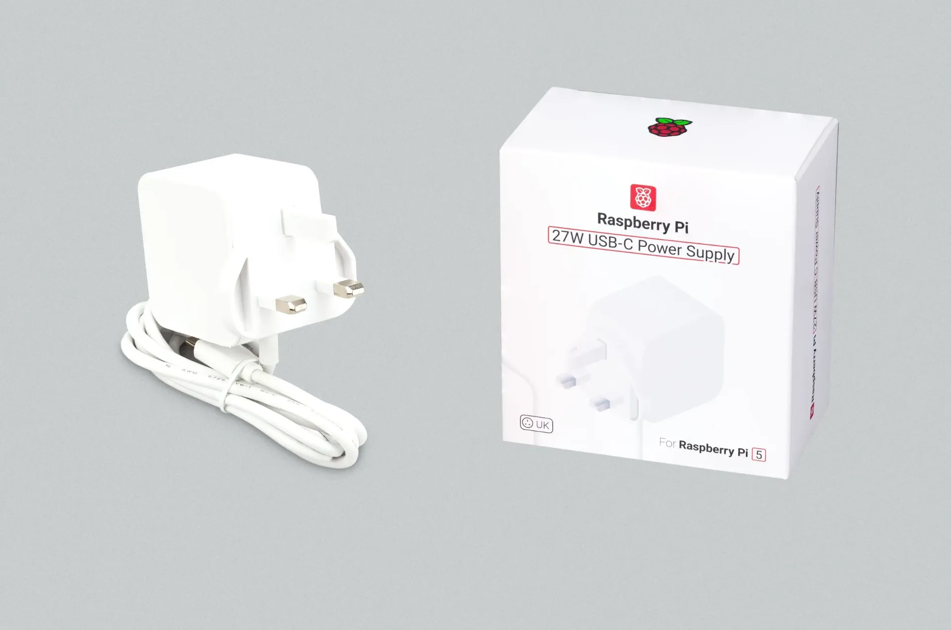 [99190873] Raspberry Pi 5 Official 27W USB-C Power Supply (UK Plug)