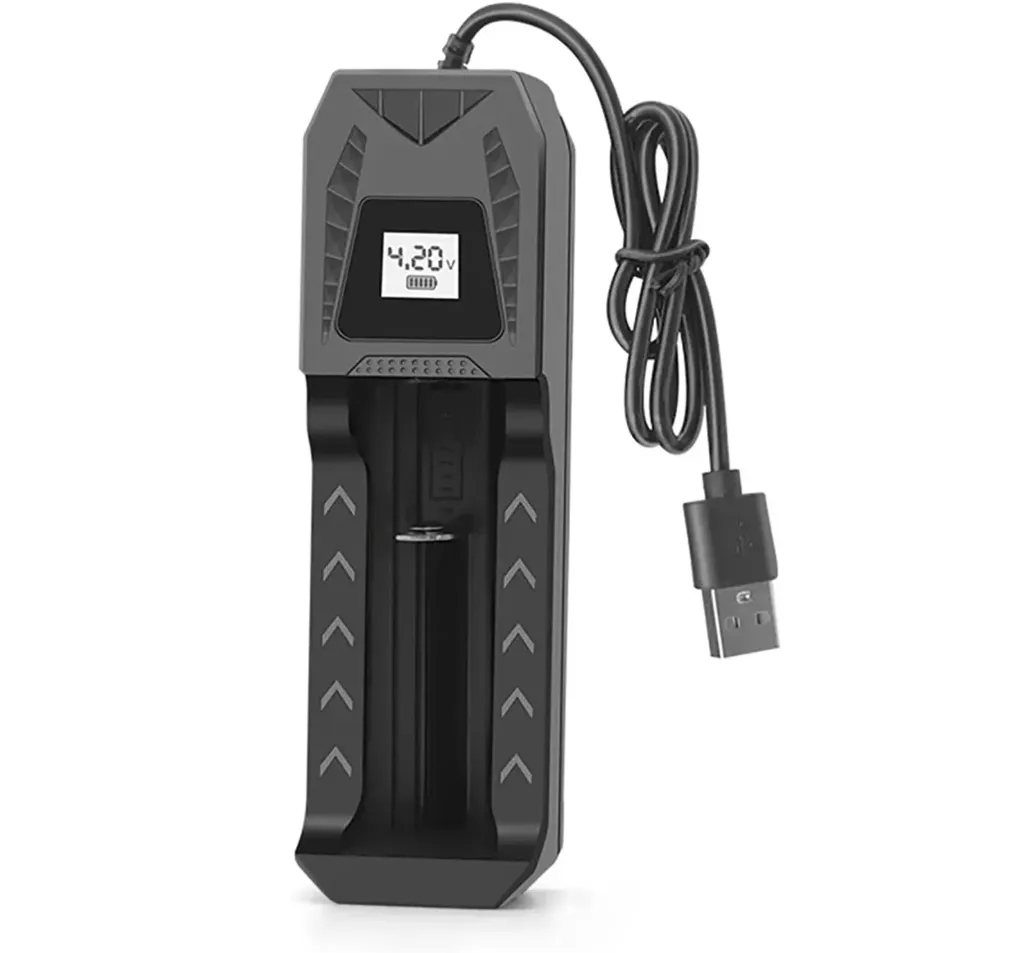 Battery USB Single Slot with LCD Screen for 3.7V 26650/21700/18650/18500/16340/14500/AA/AAA Lithium