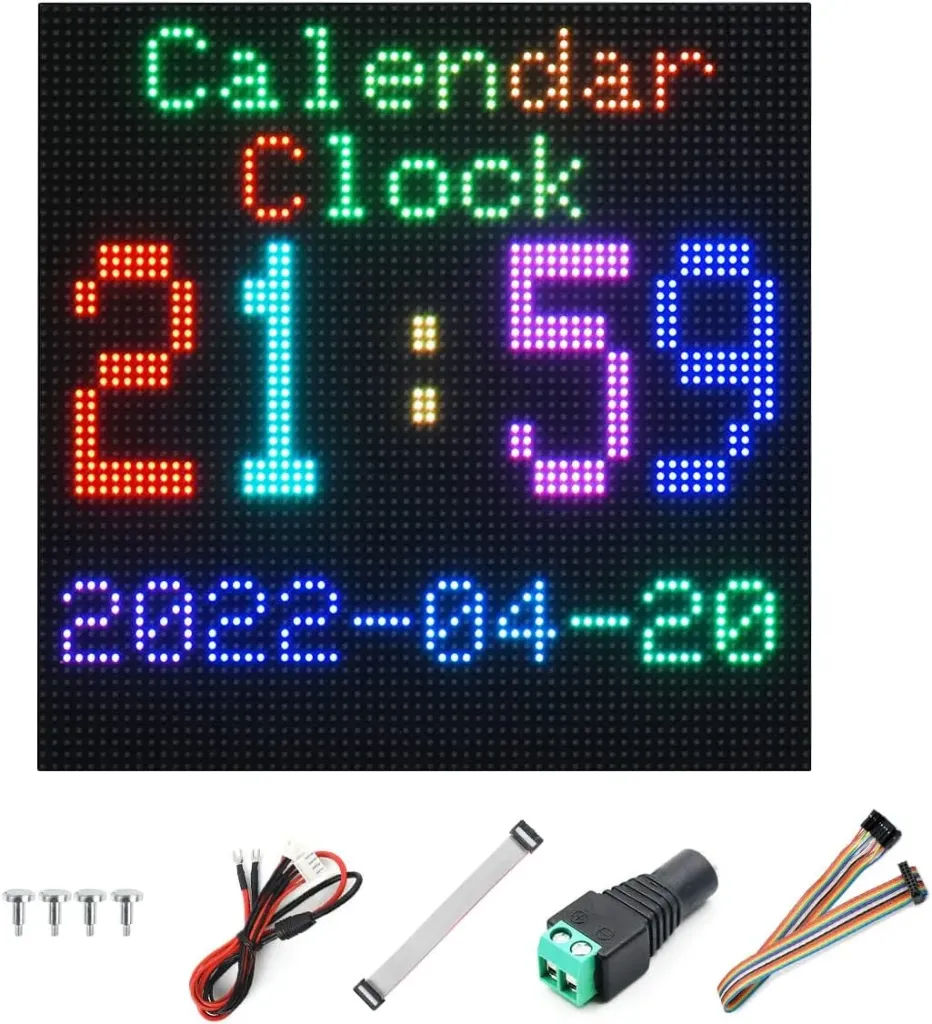Matrix RGB Full-Color LED Panel 3mm Pitch 64×64 Pixels 4096 Individual RGB LEDs Adjustable Brightness Compatible with Raspberry Pi (Waveshare - X001W6M93Z)