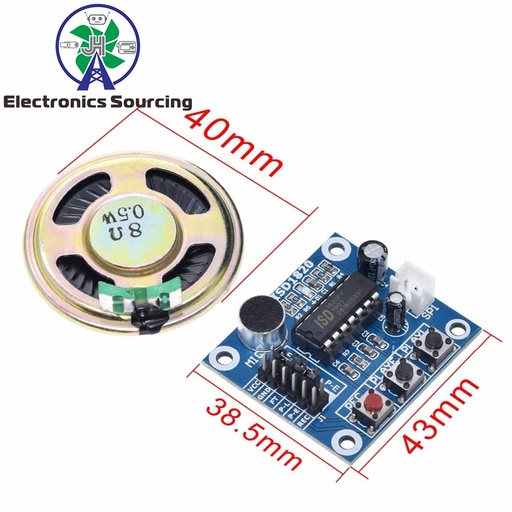 [99189085] Audio Voice Recording ISD1820 Module With Microphone + Loudspeaker