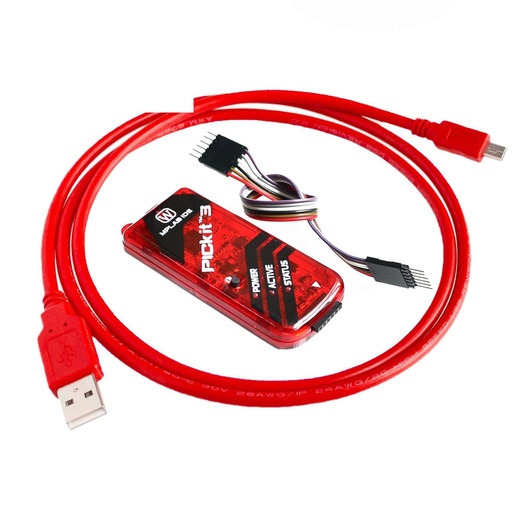 [99189318] Programmer Pickit 3 Simulator Red Color With USB Cable Dupond Wire