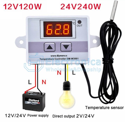 [99187574] Temperature Thermostat Controller XH-W3001 Digital LED NTC Sensor 10A 12V 220VAC