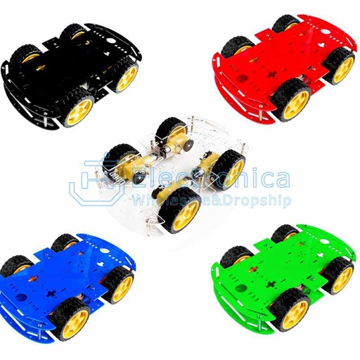 [99188512] Robot 4WD Smart Robot Car Chassis Kit 2 Layers for Arduino With Speed Encoder BLACK