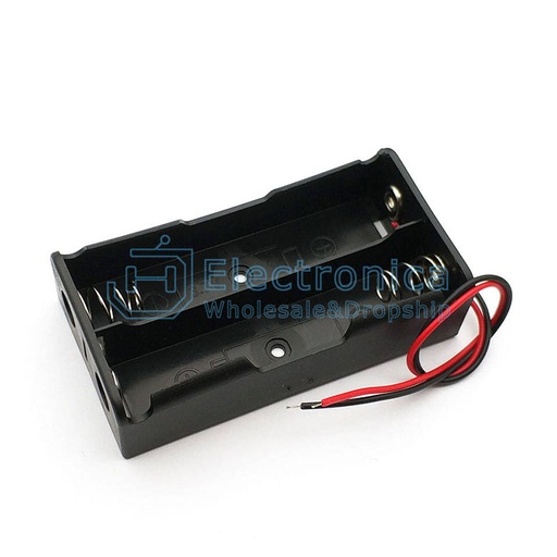 [99189542] Battery Holder 18650 2 Line Box 7.4v With 2 Connections DC Barrel and Free Wires
