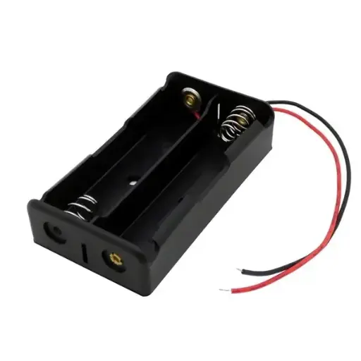 [99189542] Battery Holder 18650 2 Line Box 7.4v With 2 Connections DC Barrel and Free Wires
