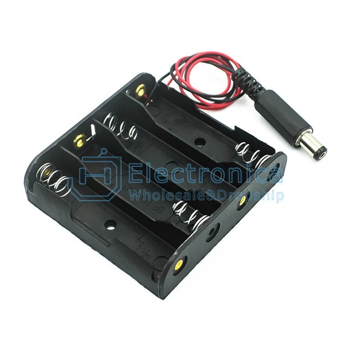 [99189915] Battery Holder 4 x AA 1.5V Storage Case Box Covered With 5.5x2.5mm DC Plug