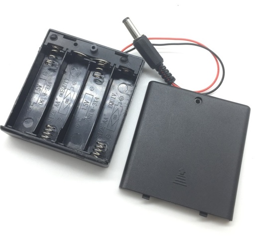 [99189915] Battery Holder 4 x AA 1.5V Storage Case Box Covered With 5.5x2.5mm DC Plug
