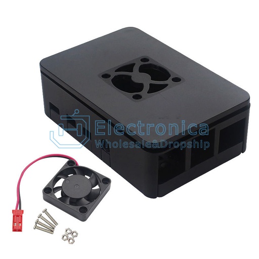 [99189928] Raspberry Pi 4 ABS Case + Fan - Black