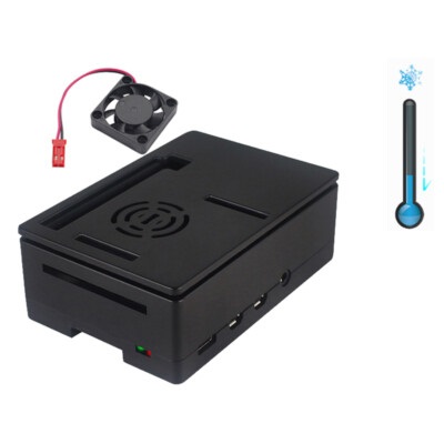 [99189929] Raspberry Pi 4 ABS Case With Small Side Cover + Fan - Black