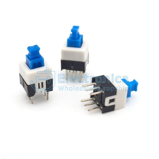 [99190144] Push Button Tactile Switch Latch 7x7mm 6-Pin Blue Head