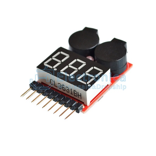 [99190175] Digital Voltmeter With Low Voltage Buzzer Alarm LED Indicator For Lipo Battery