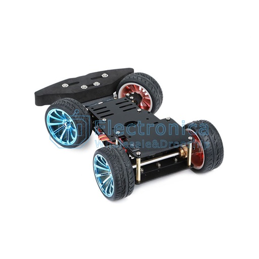 [99190184] Robot 4WD Smart Car Chassis With Plastic Gear and Servo Bearing Blue Wheels Kit