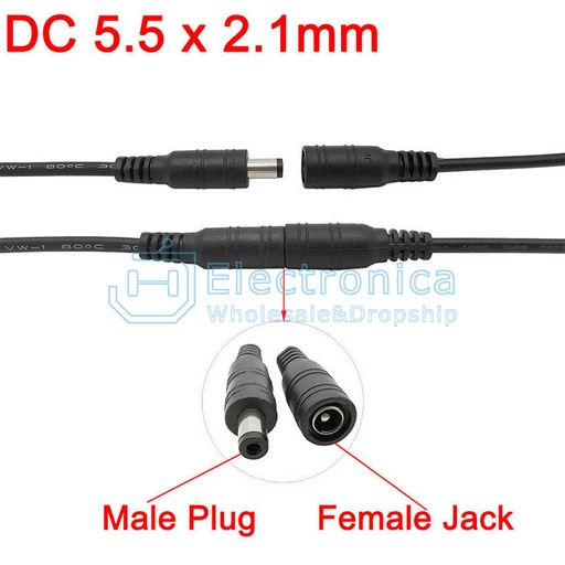 [99187519] Connectors DC Male Plug with Cable 5.5 x 2.1mm 0.2M