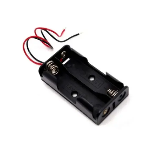 [99187660] Battery Holder 2 x 1.5V AA Battery Holder Case Storage Box Black with Wire Leads